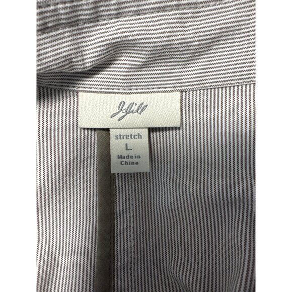 J Jill Pinstripe Cotton Stretch Button Up Mandarin Collar Jacket Size L - Picture 5 of 8
